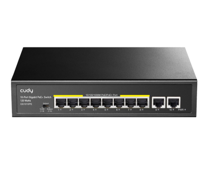 Switche Cudy 10p GS1010PE (8x10/100/1000Mbit PoE+, 2x1000Mbit)